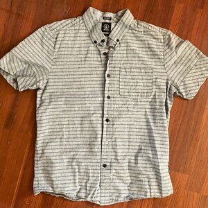 Men's Volcom Medium Casual Button-Down Shirt Gray